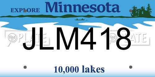 JLM418 Minnesota License Plate