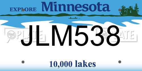 JLM538 Minnesota License Plate