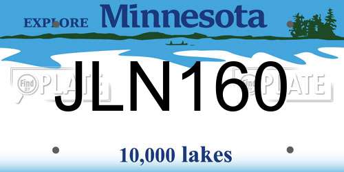 JLN160 Minnesota License Plate