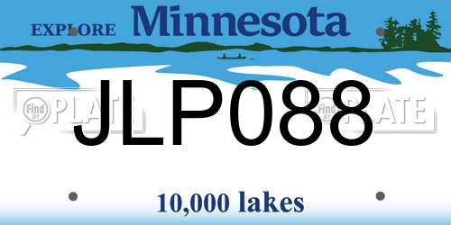 JLP088 Minnesota License Plate