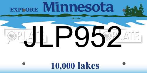JLP952 Minnesota License Plate