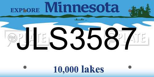JLS3587 Minnesota License Plate