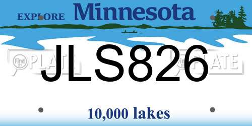 JLS826 Minnesota License Plate