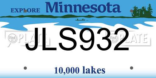JLS932 Minnesota License Plate