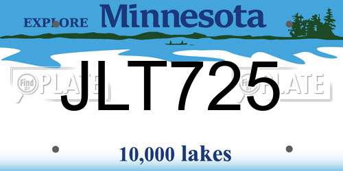 JLT725 Minnesota License Plate
