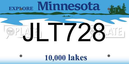 JLT728 Minnesota License Plate
