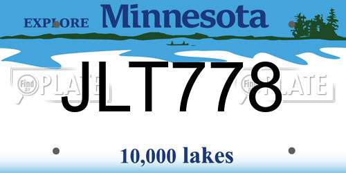 JLT778 Minnesota License Plate
