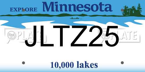 JLTZ25 Minnesota License Plate