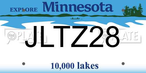 JLTZ28 Minnesota License Plate