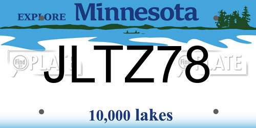 JLTZ78 Minnesota License Plate