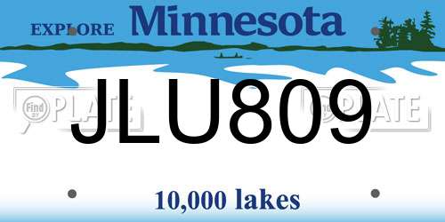 JLU809 Minnesota License Plate