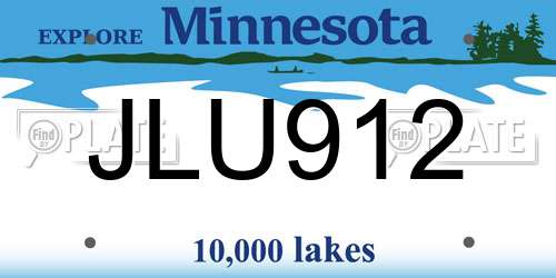 JLU912 Minnesota License Plate