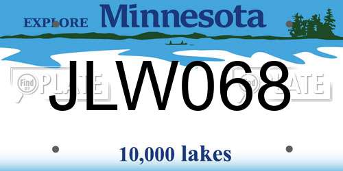 JLW068 Minnesota License Plate