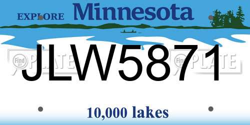 JLW5871 Minnesota License Plate