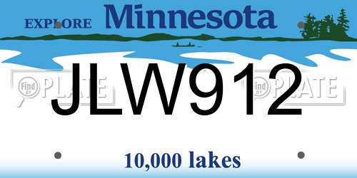 JLW912 Minnesota License Plate