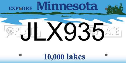 JLX935 Minnesota License Plate