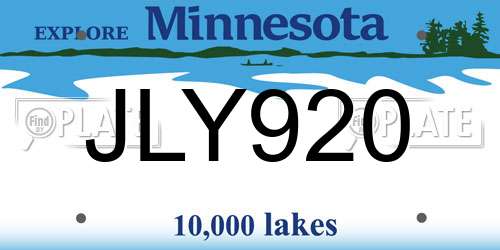JLY920 Minnesota License Plate