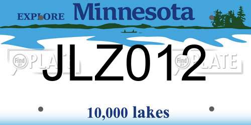 JLZ012 Minnesota License Plate