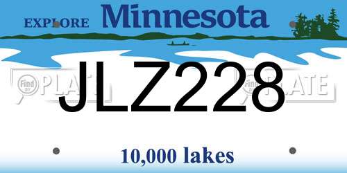 JLZ228 Minnesota License Plate