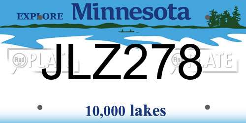 JLZ278 Minnesota License Plate