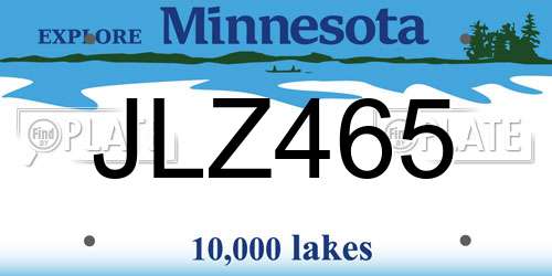 JLZ465 Minnesota License Plate