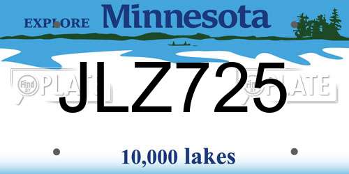 JLZ725 Minnesota License Plate