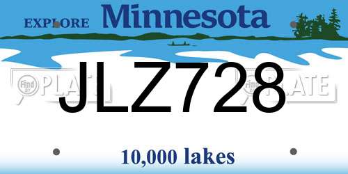 JLZ728 Minnesota License Plate