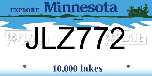 JLZ772 Minnesota License Plate