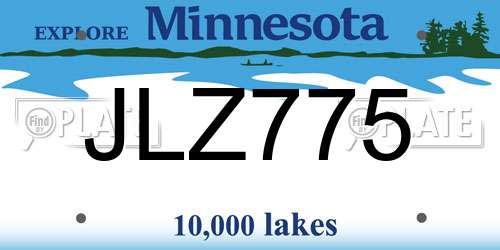 JLZ775 Minnesota License Plate