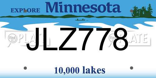 JLZ778 Minnesota License Plate