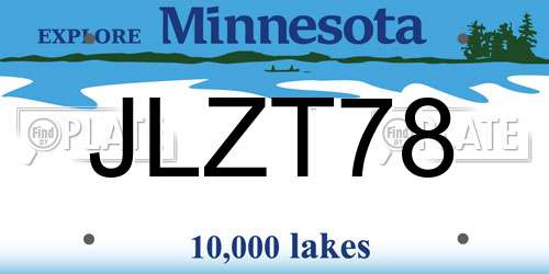 JLZT78 Minnesota License Plate