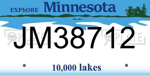 JM38712 Minnesota License Plate