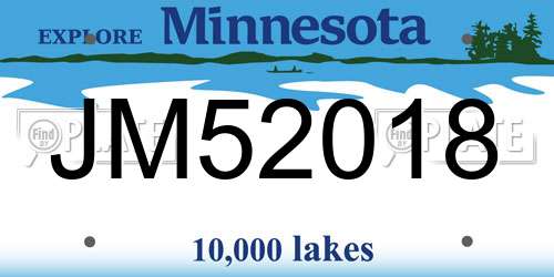 JM52018 Minnesota License Plate