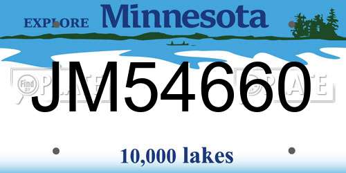 JM54660 Minnesota License Plate
