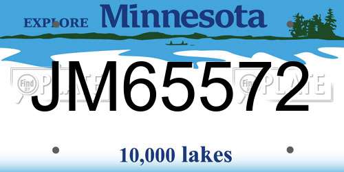 JM65572 Minnesota License Plate