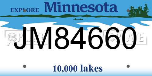 JM84660 Minnesota License Plate