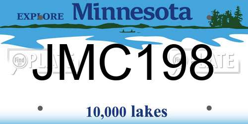 JMC198 Minnesota License Plate