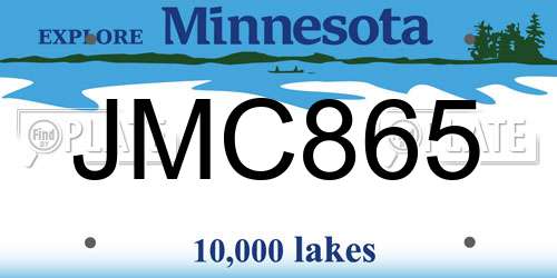 JMC865 Minnesota License Plate