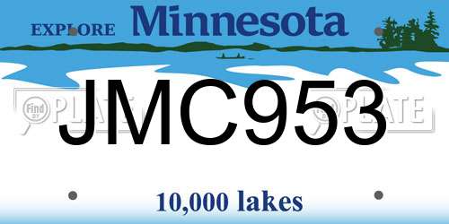 JMC953 Minnesota License Plate