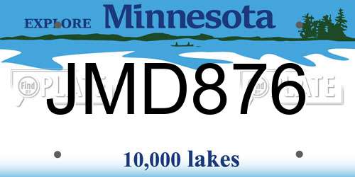 JMD876 Minnesota License Plate