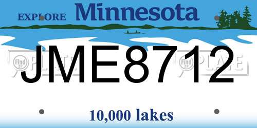 JME8712 Minnesota License Plate