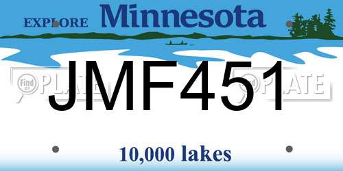 JMF451 Minnesota License Plate