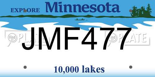 JMF477 Minnesota License Plate
