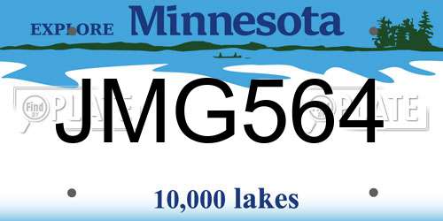 JMG564 Minnesota License Plate