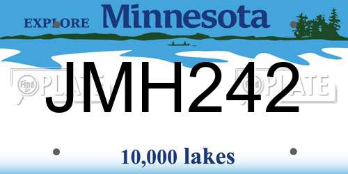 JMH242 Minnesota License Plate