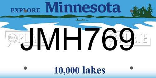JMH769 Minnesota License Plate