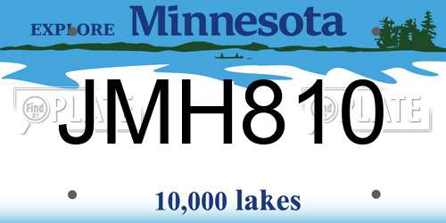 JMH810 Minnesota License Plate