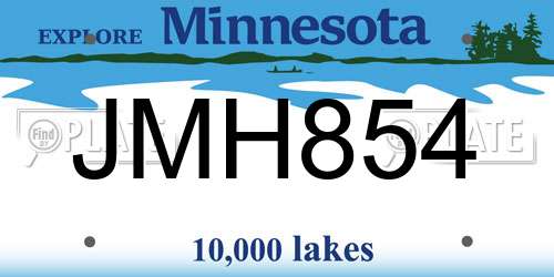 JMH854 Minnesota License Plate