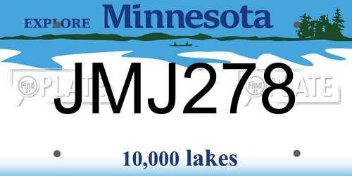 JMJ278 Minnesota License Plate