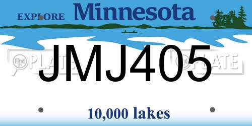 JMJ405 Minnesota License Plate